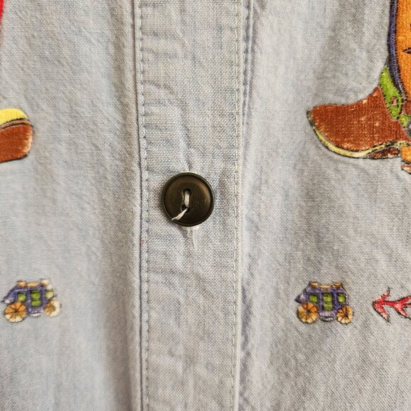 Cowboy Boot Embroidered Button-Up Shirt By Prenzi - Picture 3 of 10